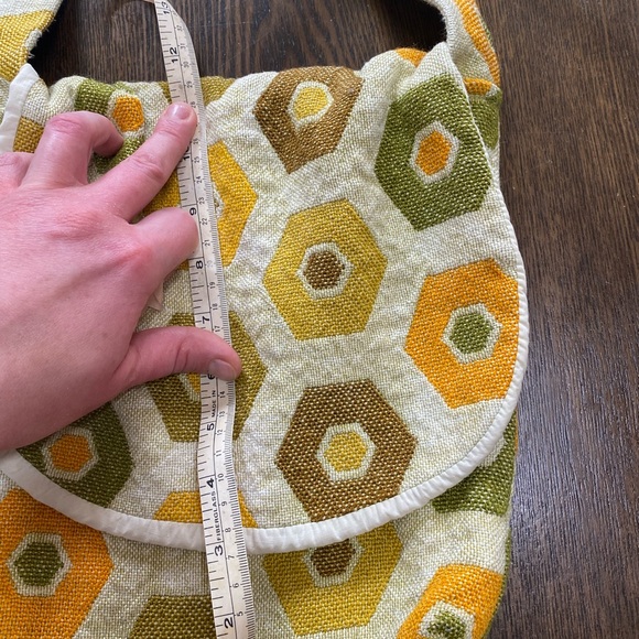 Vintage Amazing Mod Retro 70’s Knit Bag Yellow Orange Green Purse - Picture 9 of 9